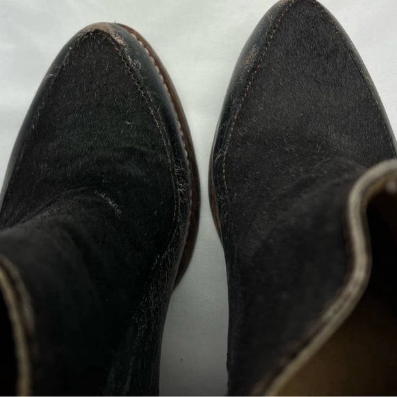 BED STU Isla Lux Heeled Ankle Boots Black Calf Hair Accent Women's Size 8 - Picture 4 of 10